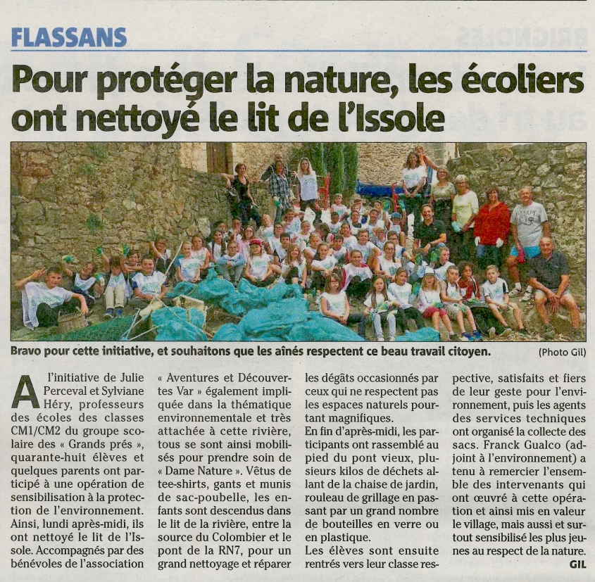 Pour prot&eacute;ger la nature, les &eacute;coliers ont nettoy&eacute; le lit de l'Issole