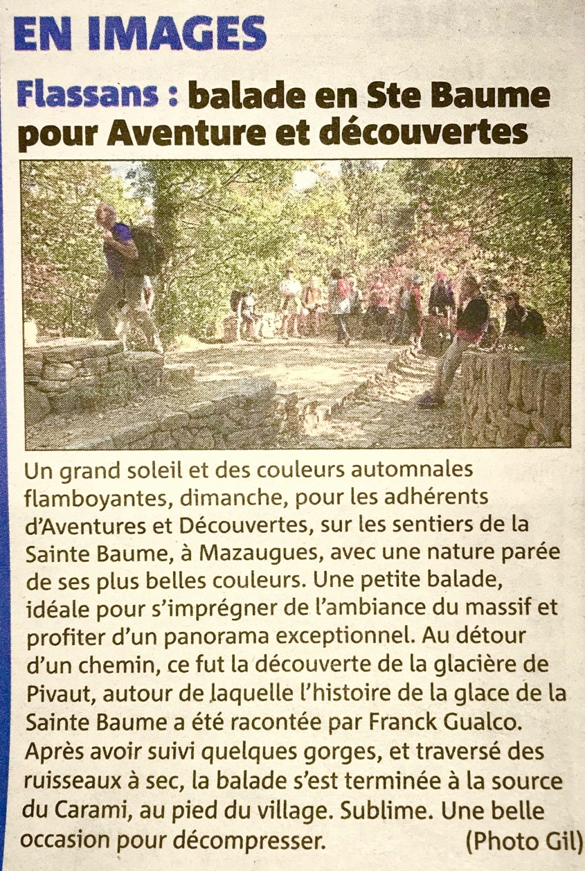 Balade en Ste Baume pour Aventure et d&eacute;couvertes