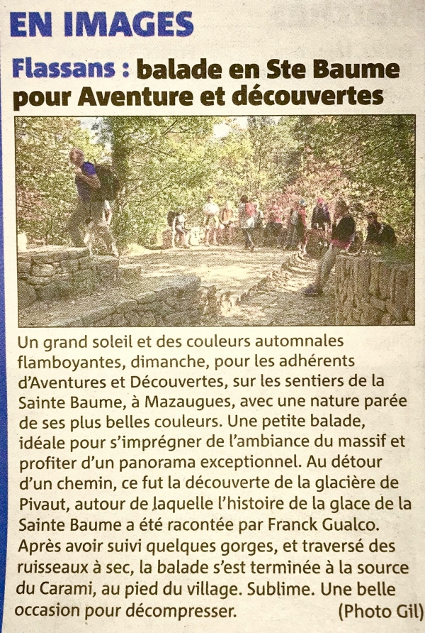Balade en Ste Baume pour Aventure et d&eacute;couvertes